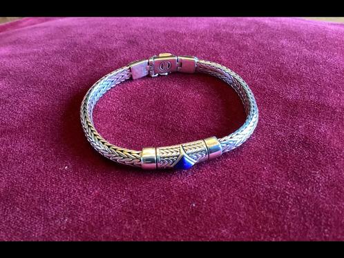 Buddha to buddha armband “ Ellen XS met blauwe steen, Sieraden, Tassen en Uiterlijk, Armbanden, Zo goed als nieuw, Zilver, Ophalen of Verzenden