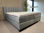 BOXSPRING MET LUXE HOOFDBORD 180 X 200 BLAUW GRIJS, Grijs, Ophalen of Verzenden, 180 cm, 200 cm