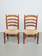 Set 2 Vintage Brutalist Charlotte Perriand stoel Cane '60, Riet of Rotan, Twee, Vintage, Ophalen of Verzenden