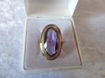Mooie Ovale 14 Kt Gouden Ring met Facet Geslepen Amethist, Sieraden, Tassen en Uiterlijk, Antieke sieraden, Verzenden, Goud, Ring