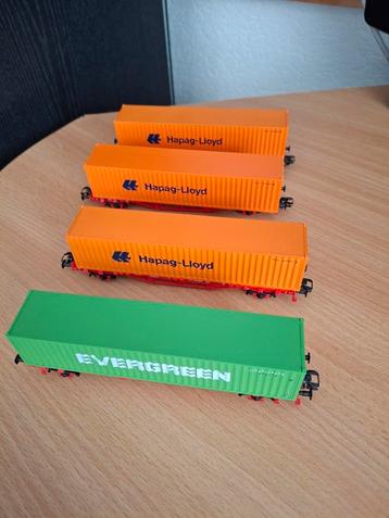 Piko HO AC  4 containerwagons DB CARGO Evergreen/Hapag-Lloyd beschikbaar voor biedingen