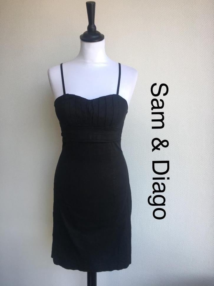 Sam & Diago Jurk  {mt: 38} 937-1,7, Kleding | Dames, Jurken, Zo goed als nieuw, Maat 38/40 (M), Zwart, Onder de knie, Ophalen of Verzenden
