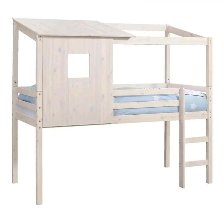 Halfhoogslaper Ties off white met opzetdak, Kinderen en Baby's, Kinderkamer | Stapelbedden en Hoogslapers, Gebruikt, Halfhoogslaper