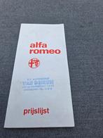 Prijslijst Alfa Romeo, Ophalen of Verzenden