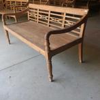 Diepe stationsbank RQ15 teak hout bank lounge Ibiza lounge, Ophalen of Verzenden