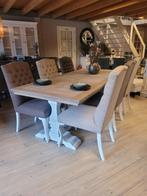 *OPRUIMING* 6 Landelijke Eetkamerstoelen Victor Sand Taupe 8, Huis en Inrichting, Stoelen, Overige kleuren, Landelijke eetkamerstoelen knoopjes queen ann taupe sand