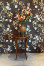 Brocante tafeltje - bijzettafeltje - hout - rond, Huis en Inrichting, Ophalen, Zo goed als nieuw, Rond, Minder dan 55 cm