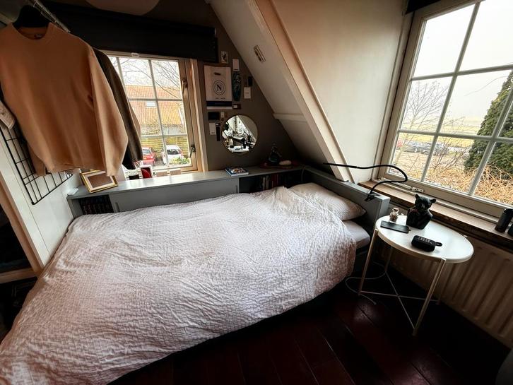 Eenpersoons Hoekbed Connect - Wit Grenenhout, Huis en Inrichting, Slaapkamer | Bedden, Zo goed als nieuw, Eenpersoons, 90 cm, 200 cm