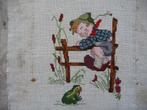 Borduurwerk "Hummel"(oei een kikker), Ophalen of Verzenden, Gebruikt, Handborduren, Onderdeel of Toebehoren