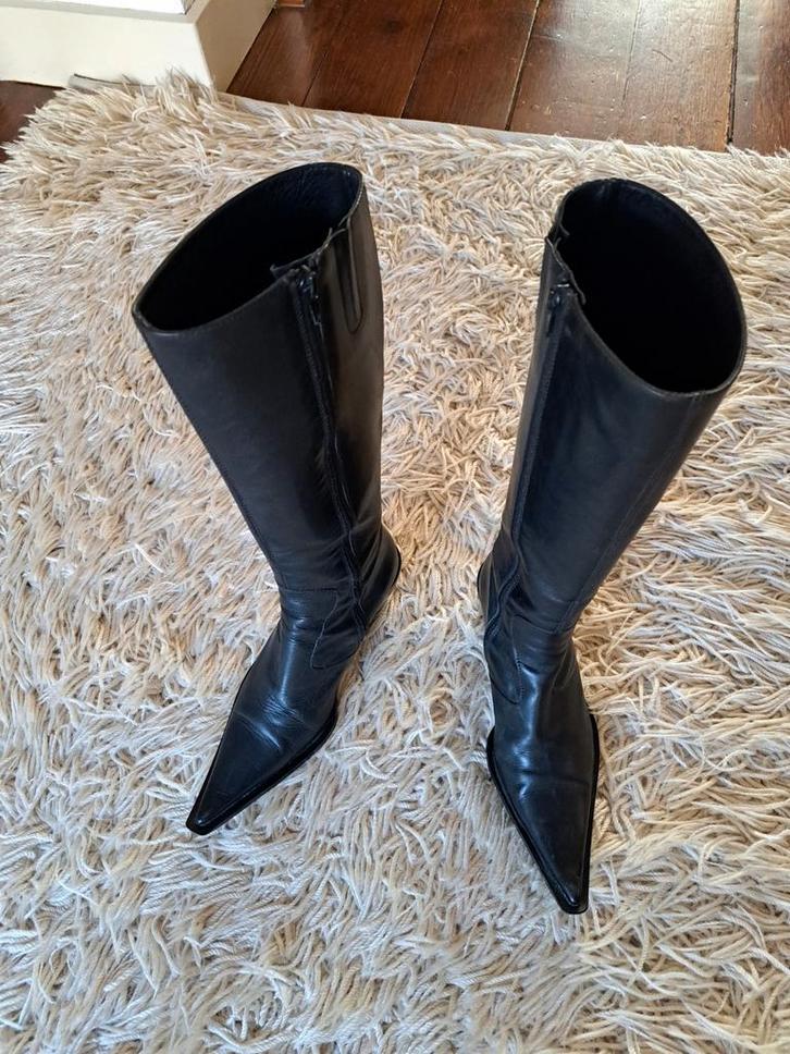 Elegante Zwarte Laarzen, zie foto's, Mt. 36,5, Kleding | Dames, Schoenen, Zo goed als nieuw, Hoge laarzen, Zwart, Ophalen of Verzenden