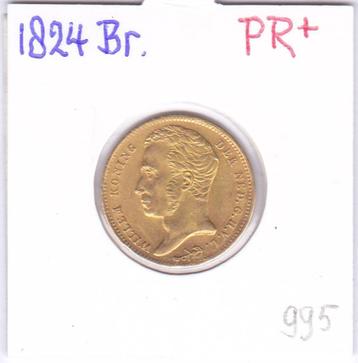 Prachtig gouden tientje 1824 Brussel Willem 1 voor 995 euro beschikbaar voor biedingen