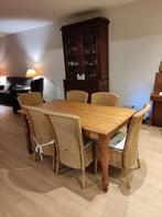 Houten tafel met 6 rieten stoelen, Huis en Inrichting, Ophalen, Overige materialen, Gebruikt, 50 tot 100 cm