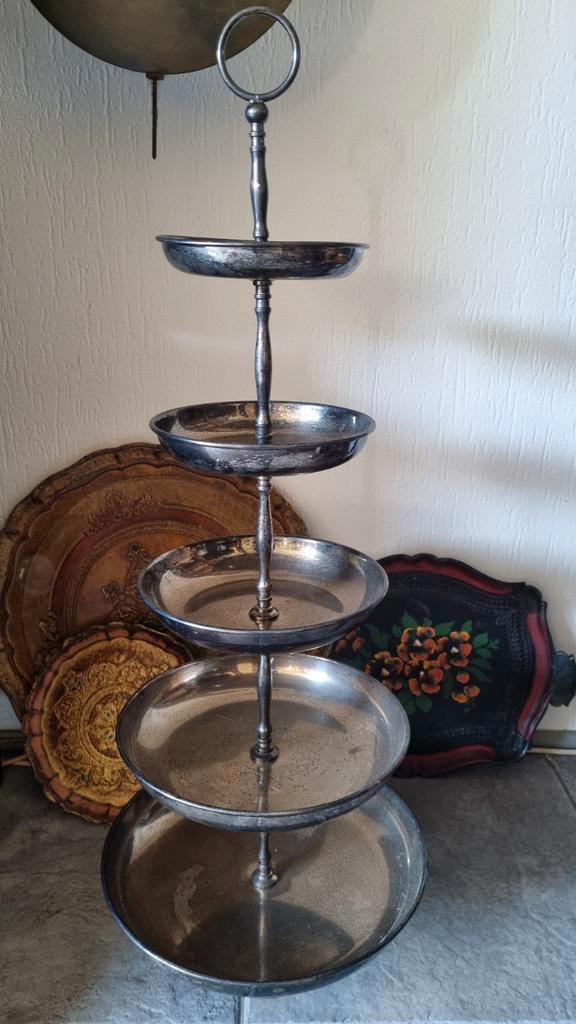 Oude Brocante Etagère met 5 Schalen, Huis en Inrichting, Woonaccessoires | Etagères, Ophalen of Verzenden