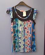 Smash top blauw lila groen bloem print mt S 37599 gratis vz
