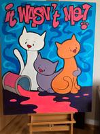 Schilderij 'It wasn't me!' met katten, Ophalen of Verzenden