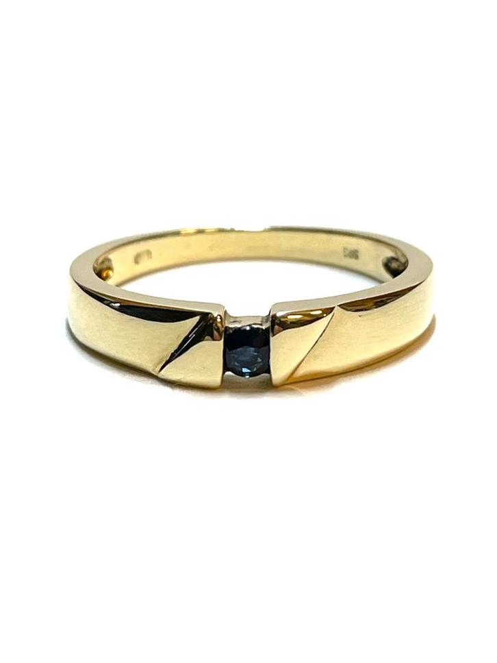 14k gouden ring met een saffier, Sieraden, Tassen en Uiterlijk, Ringen, Zo goed als nieuw, Dame, Kleiner dan 17, Goud, Goud, Met edelsteen