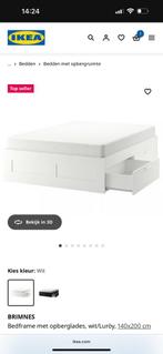 Ikea bed frame met lattenbodems, Huis en Inrichting, Slaapkamer | Bedden, Ophalen, Gebruikt, Wit, Tweepersoons