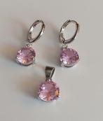 Set oorbellen hanger roze kristal, Ophalen of Verzenden, Nieuw, Roze, Overige materialen