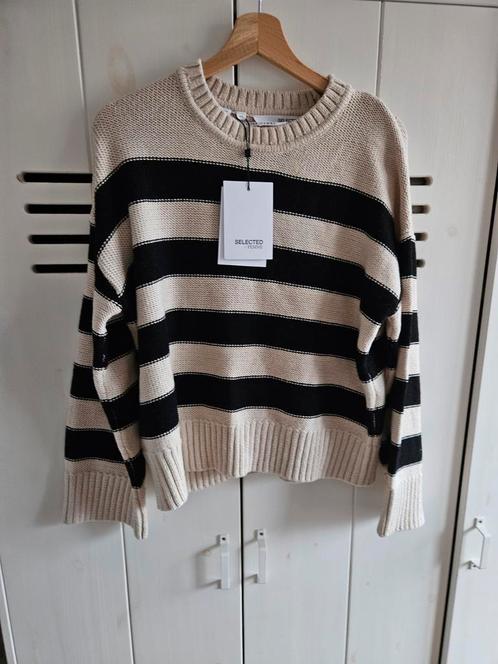 Selected femme trui maat s gestreept beige zwart nieuw, Kleding | Dames, Truien en Vesten, Zo goed als nieuw, Maat 36 (S), Beige