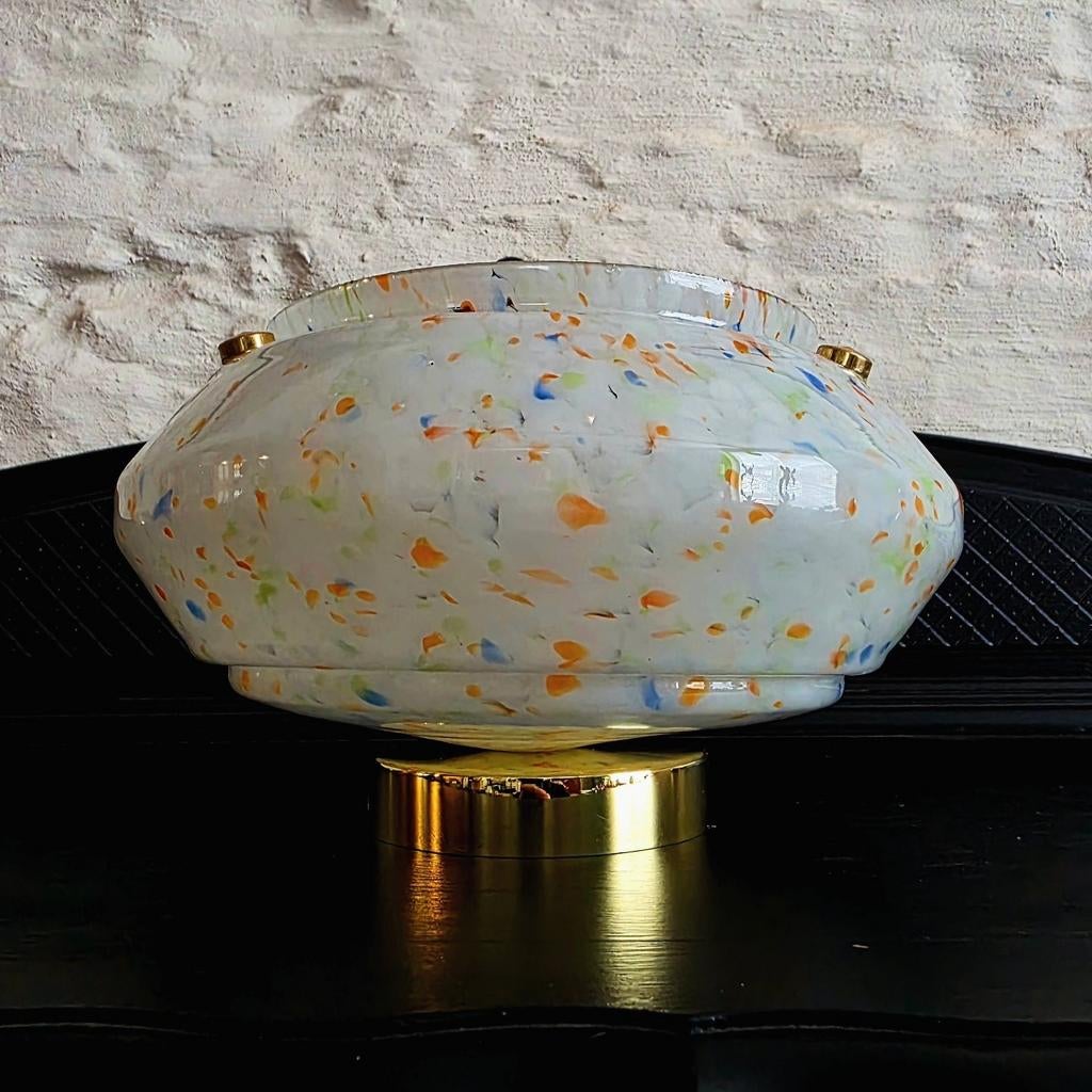 Vintage opaline glazen wandlamp-plafondlamp., Huis en Inrichting, Lampen | Wandlampen, Ophalen of Verzenden