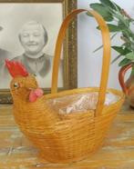 Vintage rieten kip rieten mandje, Mand, Ophalen of Verzenden, Zo goed als nieuw, Riet