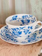 Sarregeumines antieke jumbo kop en schotel blauw wit izgst, Antiek en Kunst, Antiek | Servies los, Ophalen of Verzenden
