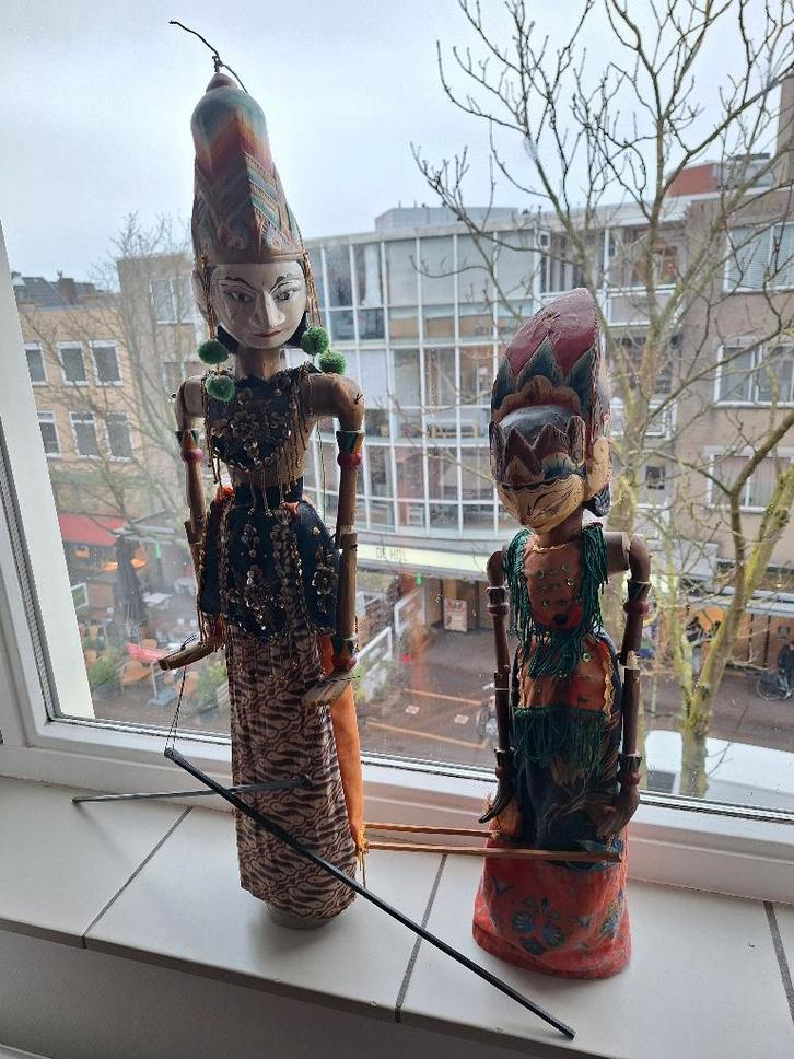 te koop 2 prachtige Wajangpoppen, Antiek en Kunst, Kunst | Niet-Westerse kunst, Ophalen
