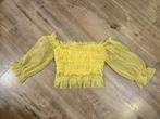 Bershka crop top blouse gele ruches boho hippie festival S, Kleding | Dames, Geel, Zo goed als nieuw, Korte mouw, Maat 36 (S)
