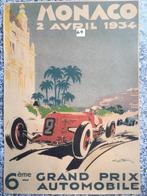 Vintage poster grand prix monaco 1934, Rechthoekig Staand, Ophalen of Verzenden, Zo goed als nieuw, Canvas of Doek