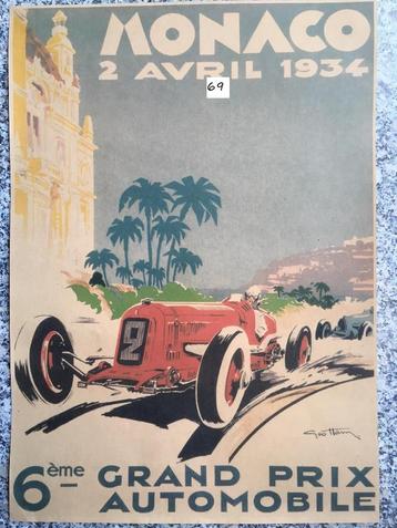  Vintage poster grand prix monaco 1934 beschikbaar voor biedingen