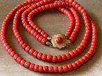 Prachtige Halsketting 100% echte Bloedkoralen Gouden Slot, Sieraden, Tassen en Uiterlijk, Antieke sieraden, Ophalen, Goud, Ketting