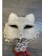 Masker katten kant wit strass stenen toneel kostuum carnaval, Ophalen of Verzenden, Nieuw, Accessoires