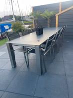 tuinset rvs   tafel met 8 stoelen vaste prijs 500,=, Tuin en Terras, Tuinsets en Loungesets, Ophalen, Gebruikt, Eettafel, 8 zitplaatsen