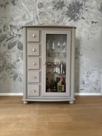 Schitterende landelijke vitrinekast ~ barkast beige & goud, Ophalen, 200 cm of meer, T, T