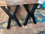 Stalen poten boomstamtafel, Huis en Inrichting, Tafelonderdelen, Ophalen of Verzenden, Zo goed als nieuw, Rechthoekig, 50 tot 100 cm