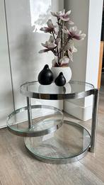 Vintage 1970s chroom & glas bijzettafel met draaiplateau, Huis en Inrichting, Tafels | Bijzettafels, Ophalen, Minder dan 45 cm