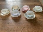 Retro Koffie/ espressokopjes + schoteltjes opaline glas, Ophalen of Verzenden