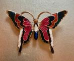 Vintage vlinder speld broche strass costume Jewelry verguld, Overige materialen, 4 tot 7 cm, Ophalen of Verzenden, Zo goed als nieuw