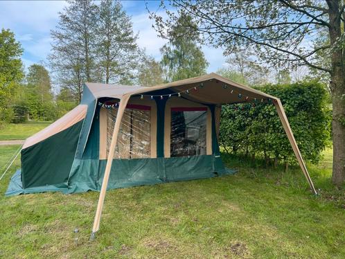 Trigano vouwwagen compleet met inboedel en staanplek, Caravans en Kamperen, Vouwwagens, Trigano, tot en met 6, Groen, Aanwezig