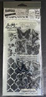 Tim Holtz stencil & stamp butterflies, Hobby en Vrije tijd, Ophalen of Verzenden, Nieuw, Frame of Mal