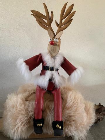 etalage kerstman Rudolf rendier decoratie cadeau idee leer beschikbaar voor biedingen