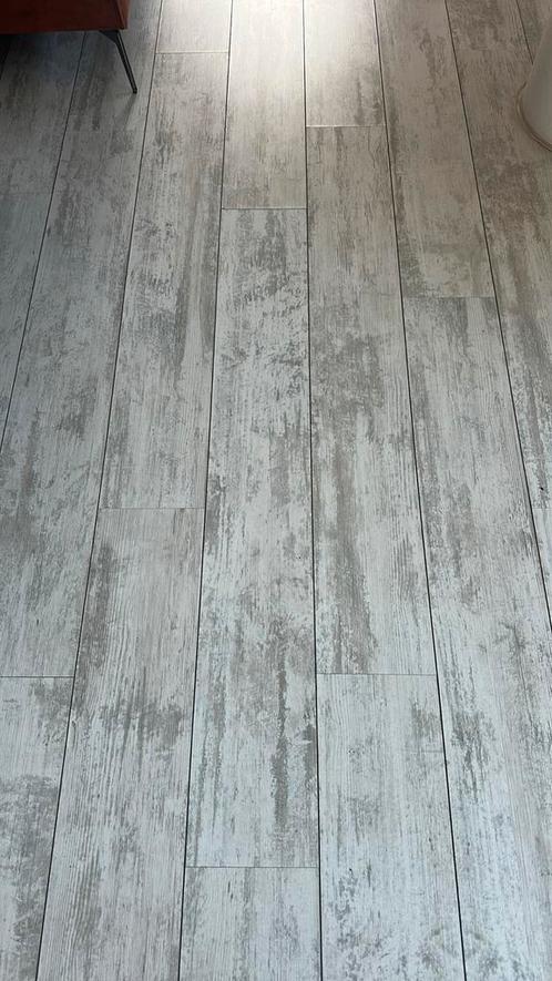 Lichtgrijze laminaatvloer circa 80m2, Doe-het-zelf en Verbouw, Vloerdelen en Plavuizen, Gebruikt, Laminaat, Hout, 50 tot 150 cm