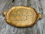 Vintage Houten gouden dienblad in florentijnse stijl (italy), Huis en Inrichting, Ophalen, Rond, Metaal