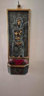 Bronzen Wijwaterbakje Jezus Kruis 14,5cm, Antiek en Kunst, Ophalen of Verzenden, Brons