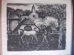 JO BEZAAN (1894-1952) -Ets met gezicht op Garderen, Antiek en Kunst, Kunst | Etsen en Gravures, Ophalen of Verzenden