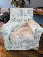 Fauteuil Jennylund met landelijke maatwerk-hoes wit blauw, Ophalen, 75 tot 100 cm, 50 tot 75 cm, Landelijk
