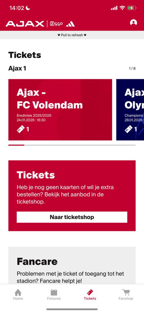 AJAX - VOLENDAM f side 1 kaart, Eén persoon