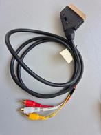 Verloopkabel Scart naar RCA tulp met schakelaar, ca 1,3 mete, Ophalen of Verzenden, Zo goed als nieuw, Minder dan 2 meter, Scartkabel