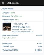 Kensington ticket 4/12 staanplaats, Tickets en Kaartjes, Concerten | Pop, Eén persoon, December