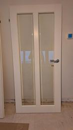 Opdek binnendeur met facet geslepen glas - 200x90cm, Doe-het-zelf en Verbouw, Gebruikt, Deurkozijn, 150 tot 225 cm, Inclusief glas